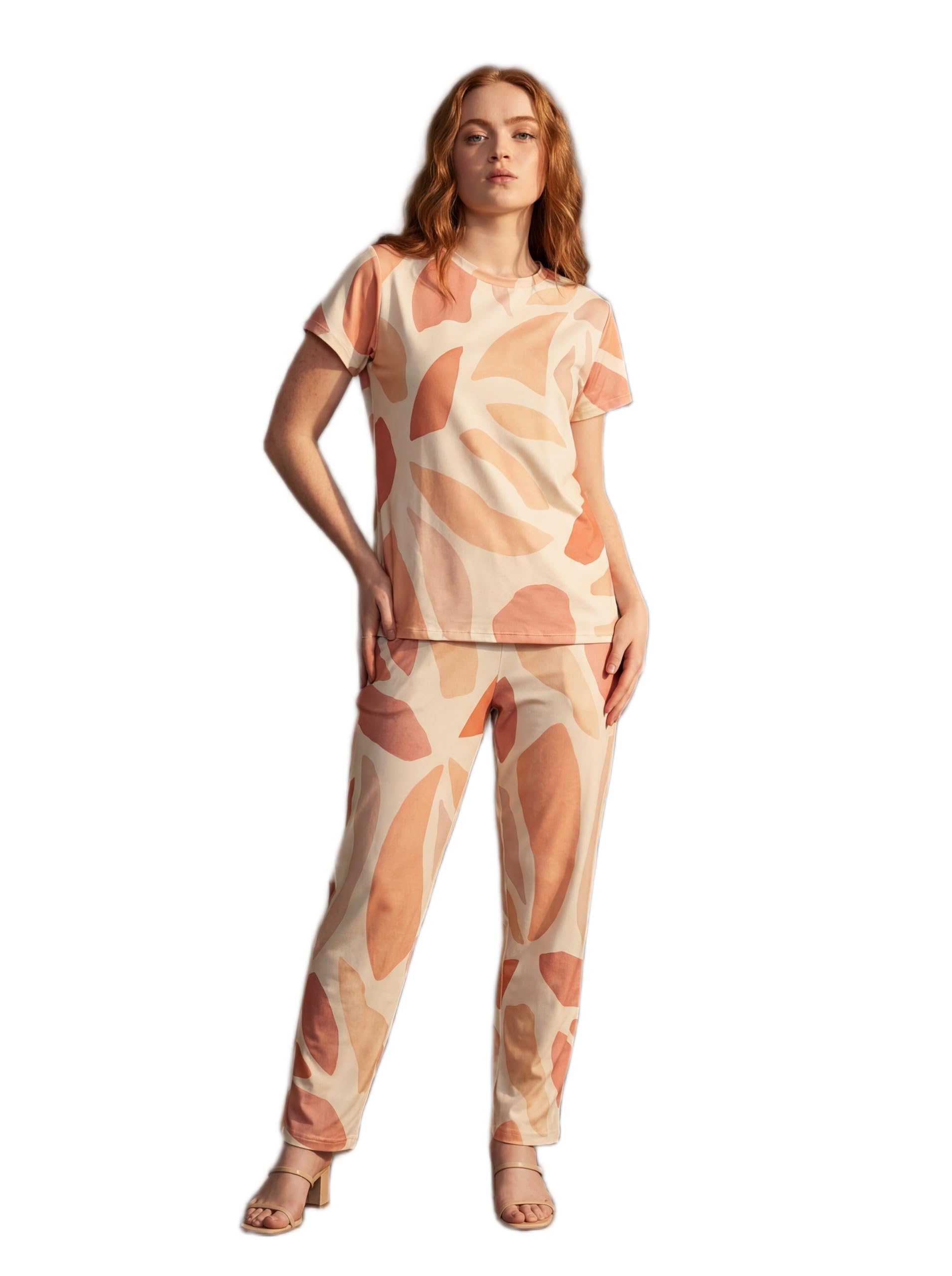 jogal Women's Pyjama Set Pink Abstract Print Cotton Blend Nightwear |STYL 936-picture-19