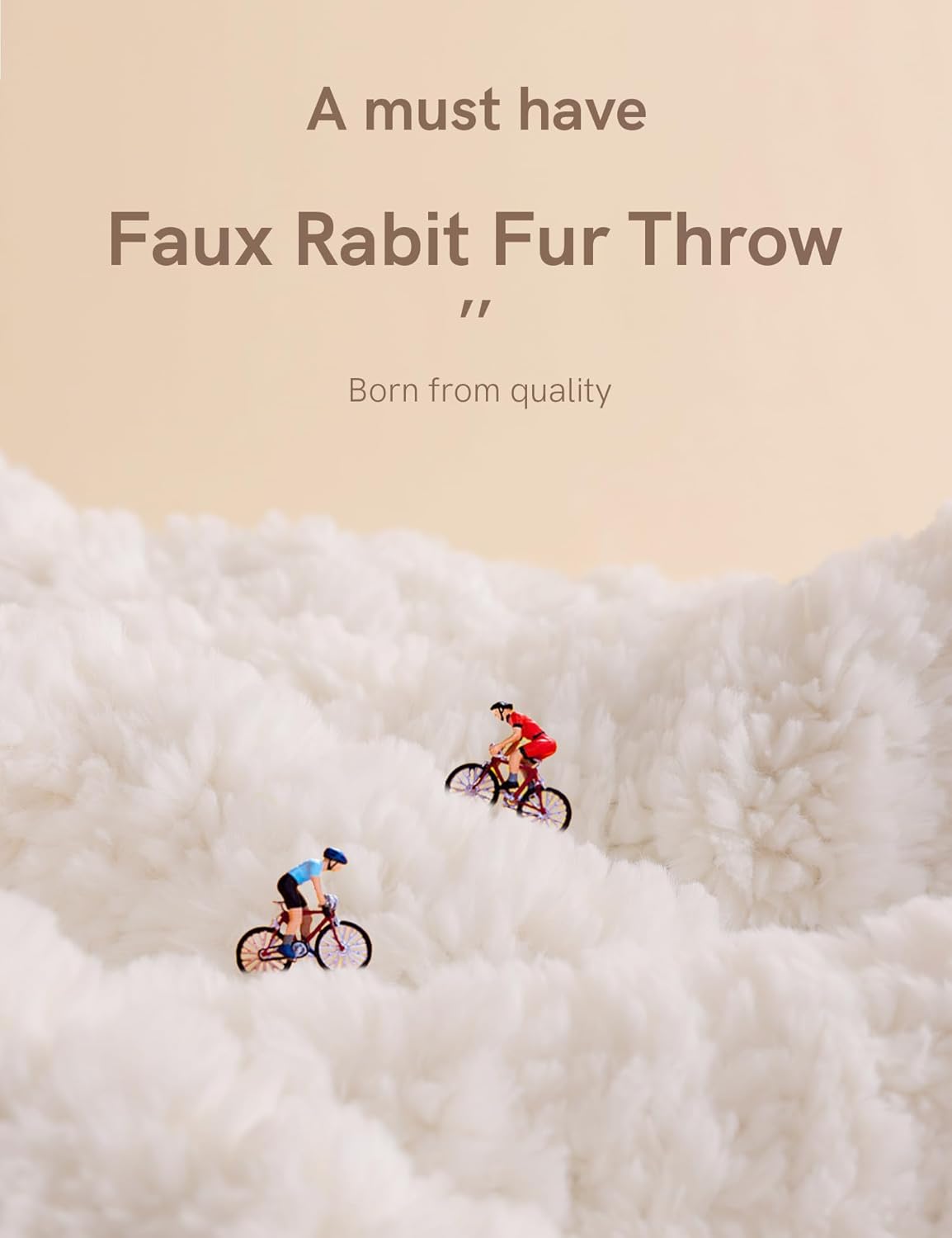 YnM Luxury Faux Rabbit Fur Throw Blanket, Ultra Soft & Breathable Hand-Knitted Reversible Blankets for Bed, Couch, Sofa, Living Room Decor, Fluffy Plush Cozy Gift for Women 40x50 Inches, White - Image 3