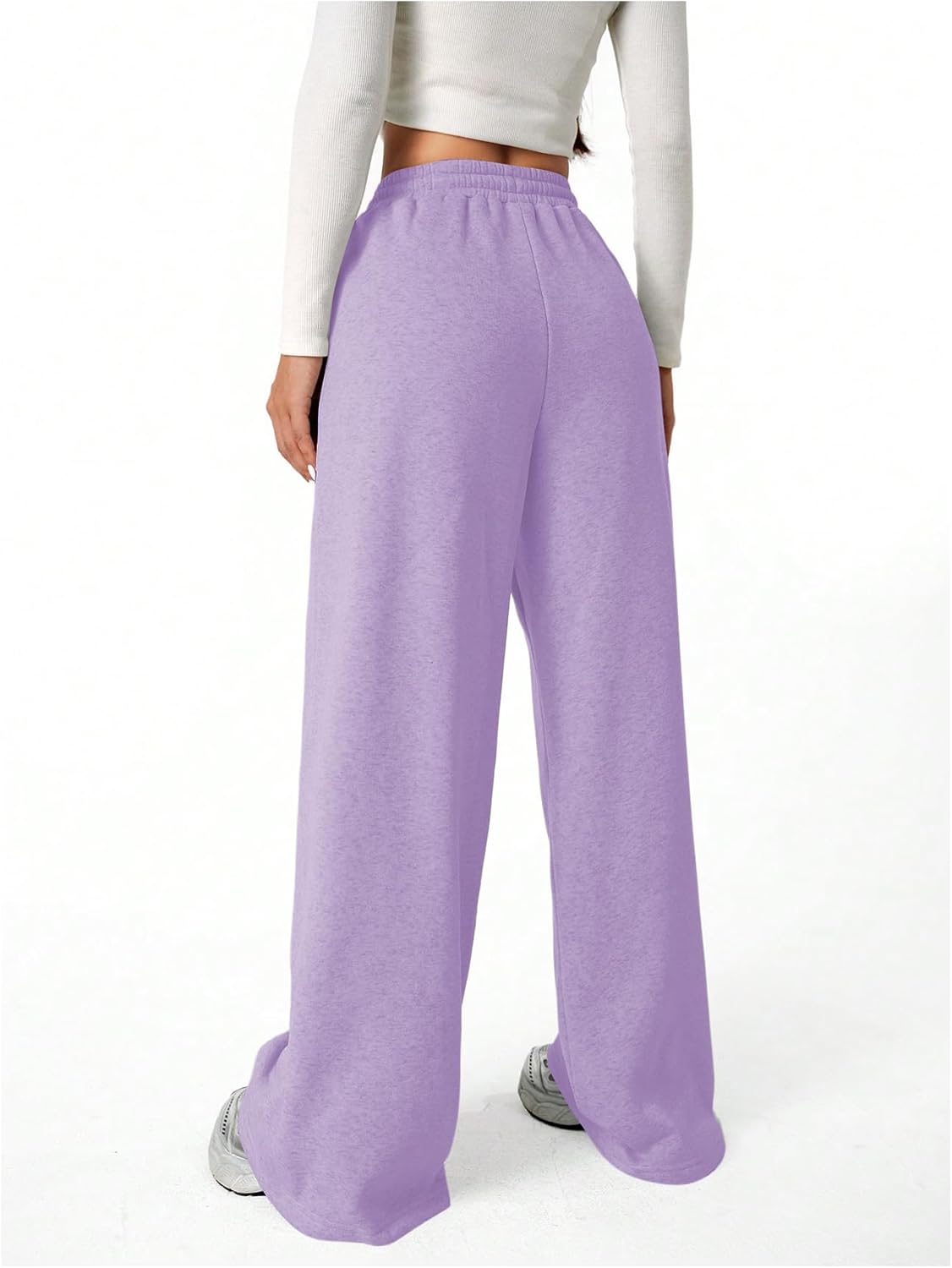 Verdusa Women's Coquette Bow Baggy Sweatpants Fitness Clothing Wide Leg Pants with Pockets