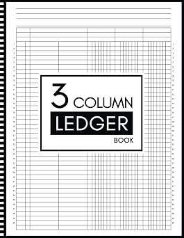 Account Ledger Book 3 Column Ledger Books for Bookkeeping, Columnar Sheets Ruled Notebook, Business Accounting Ledger Book 3 Column, Account Record Keeping Journal For Small Business