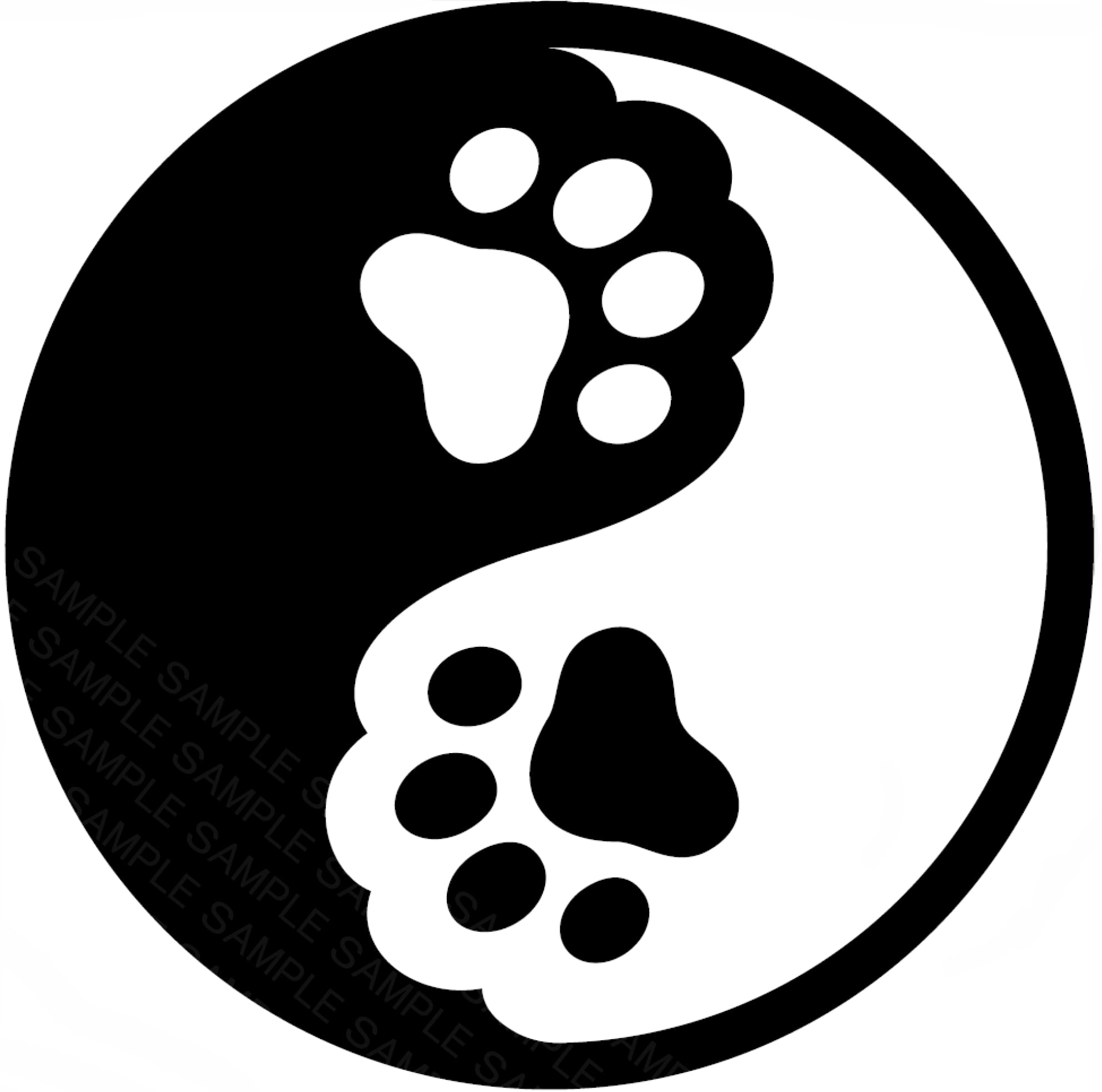 Amazon.co.jp: カッティングステッカー 肉球の太極図 かわいい犬・猫の