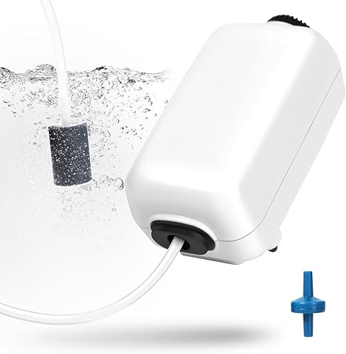 AQUANEAT Bomba de aire para acuario, burbujeador de tanque de peces de 55 galones, aireador de oxígeno hidropónico ajustable con piedra de aire,