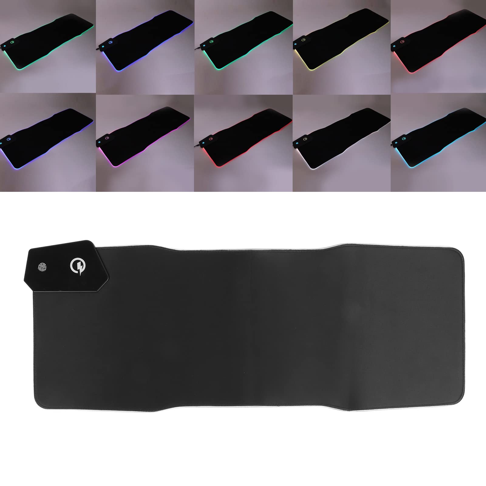 ADITAM Tappetino per Mouse da Gioco RGB Tappetino per Mouse Grande con Ricarica Wireless PD Tappetino per Mouse da scrivania a Ricarica Rapida per Giochi, PC, Laptop, scrivania 31x14 Pollici Double