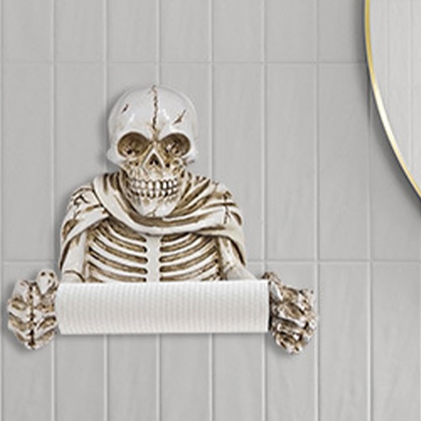 Porta Carta Igienica A Forma Di Teschio - Resina, Montaggio A Parete, Decorazione Gotica - Foto 9