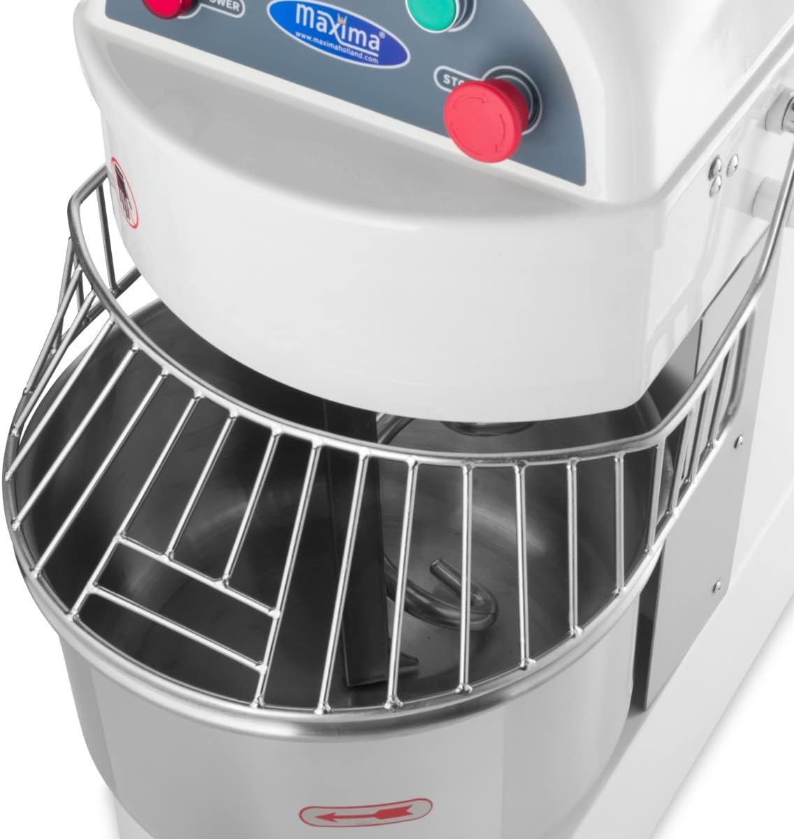 Sun mo tipetipe view of the Maxima Spiral Dough Mixer's control panel with Power, Fast, Slow, and Stop buttons.