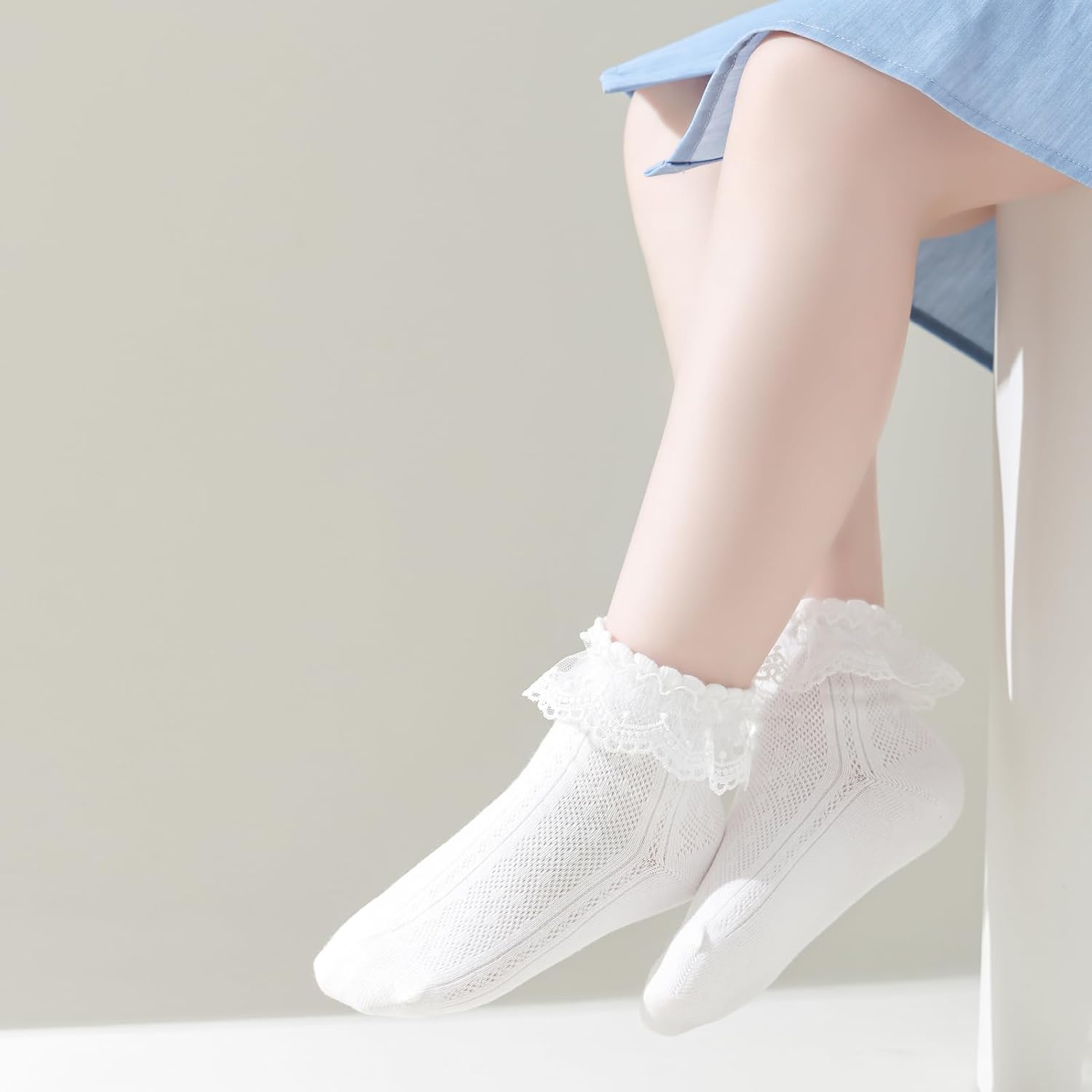 Zumou Toddler Lace Socks Girls Ruffle Eyelet Frilly Princess for Baby Little Kids