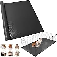 TCYPUHL Waterproof Washable Guinea Pig Bedding Cage Liner, Reusable Non-Slip Mat for Rabbits, Hamsters 18x79 Black