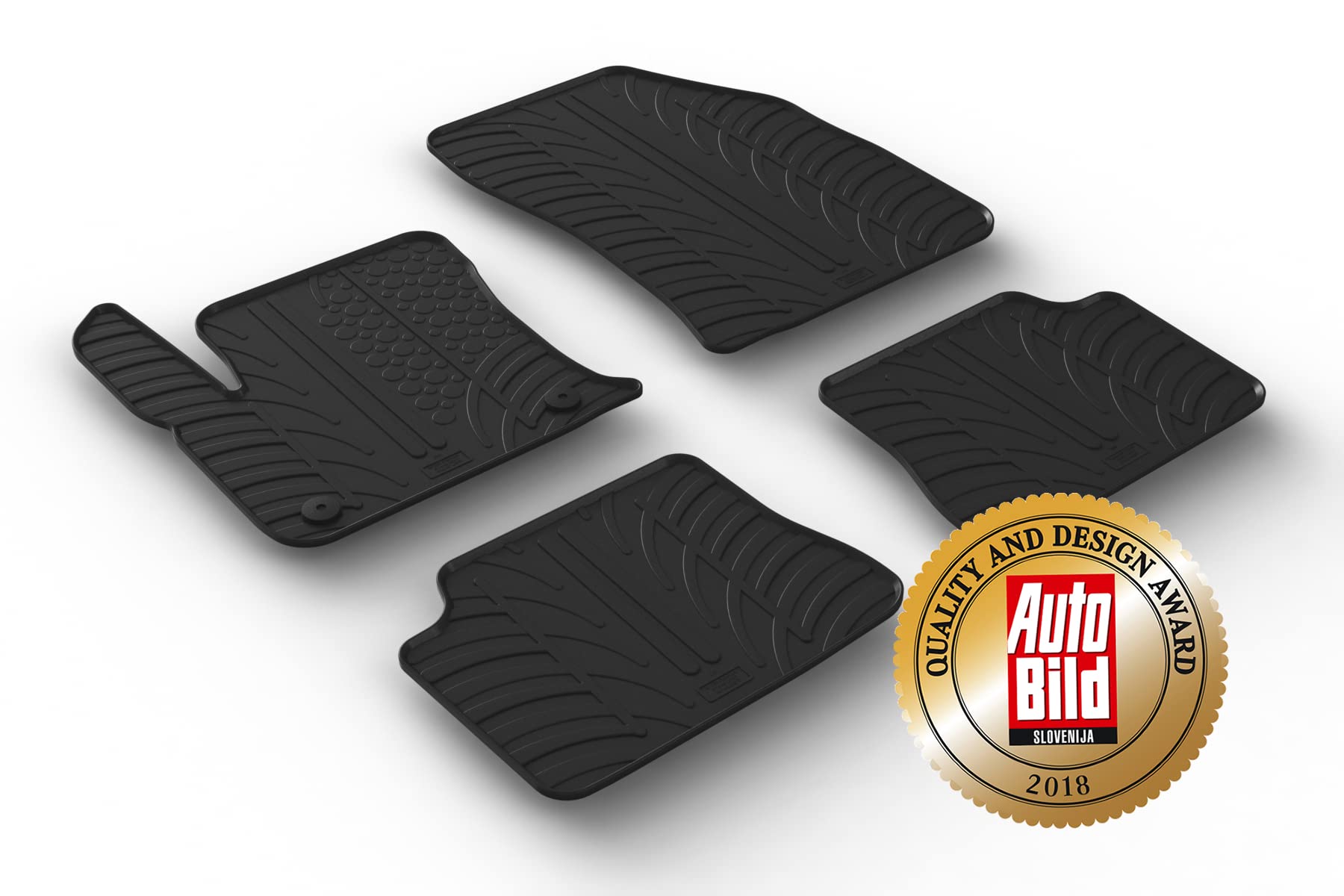 AROBA GL0787 designerskie gumowe dywaniki kompatybilne z DS DS3 Crossback E-Tense Elektro od roku produkcji 08.2020> podwyższone krawędzie, 4-częściowy kolor czarny, dywaniki gumowe, dywaniki