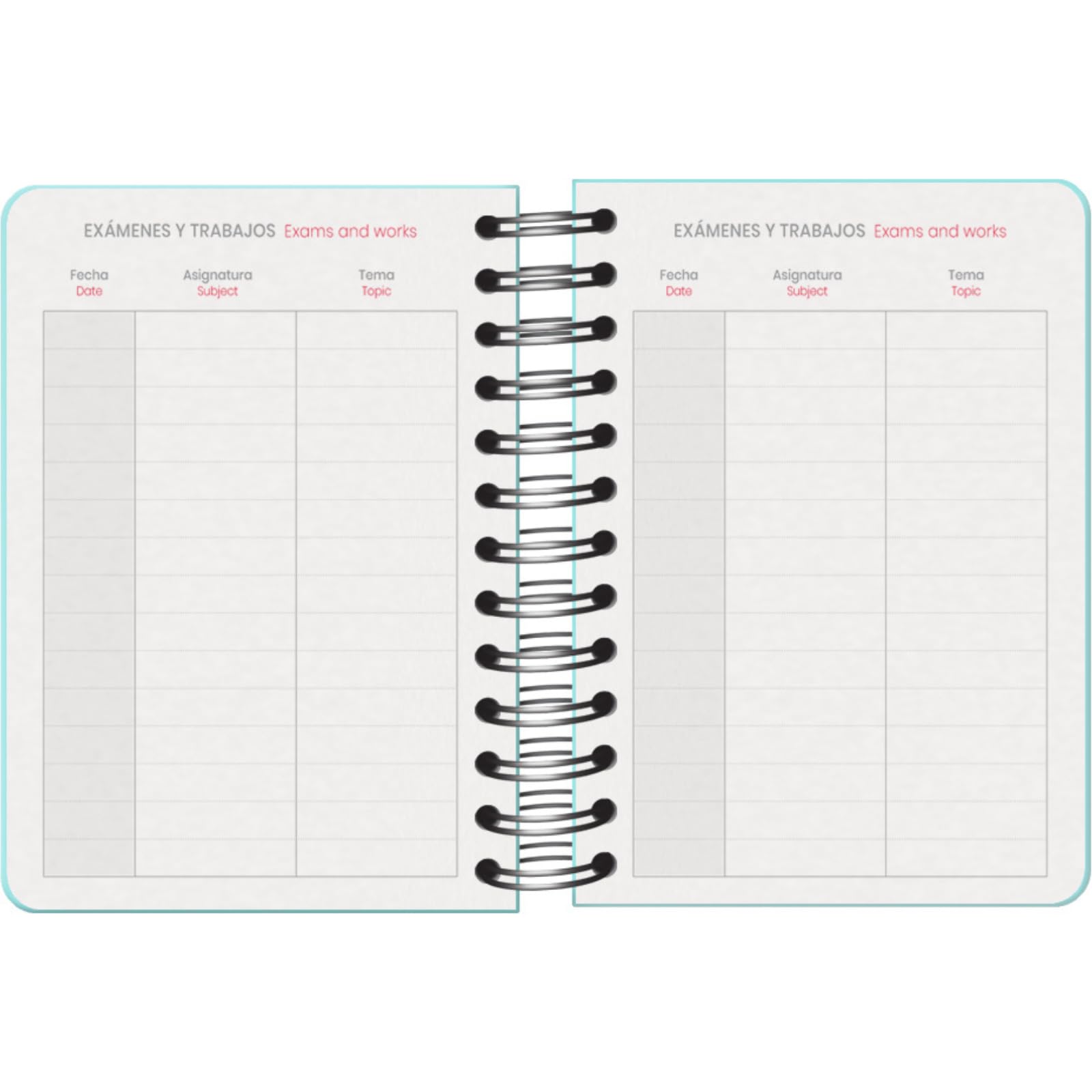 Dohe, School Planner 2025 2026, Day per Page, A6 Size (12x17 cm), Spanish and English, Double Spiral Binding and Elastic Band - Image 4