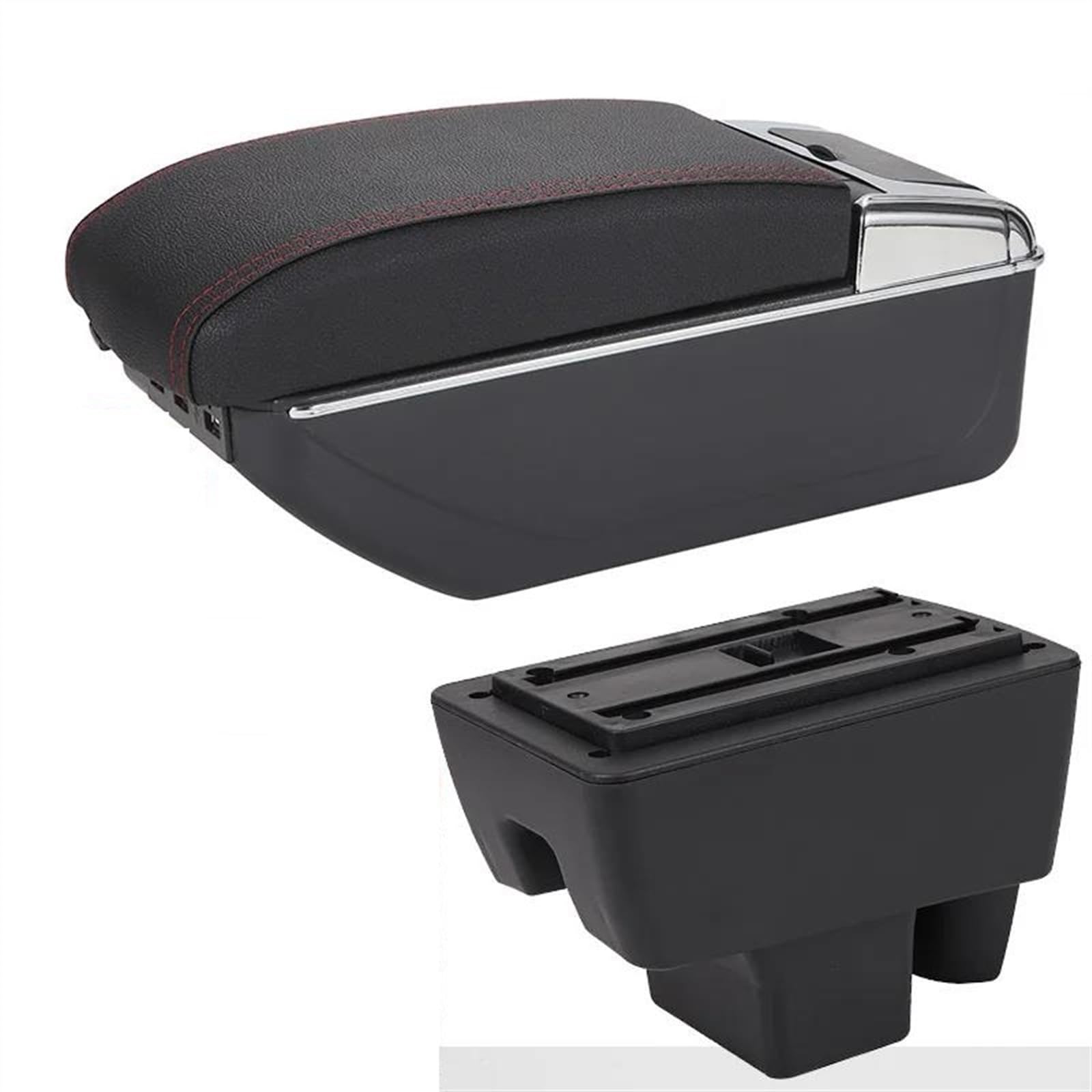 NOHEEU Car Armrest Box Retrofit Accessories Interior Details Storage For RAPID(B1 Black red 7USB)