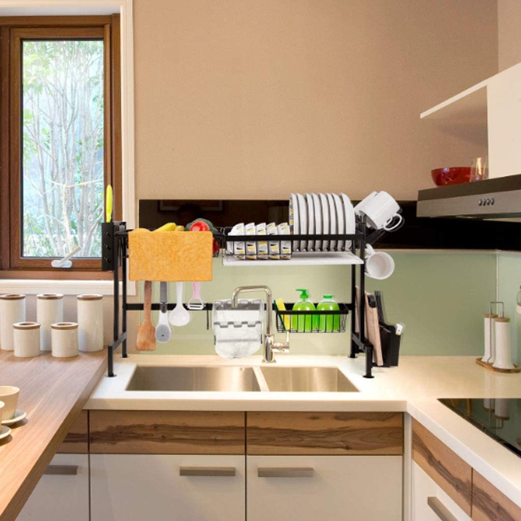 Escurreplatos Estante para Platos De Cocina Acero Inoxidable, para Escurridor Y Juego para Colgar Tazas Organización Cocina