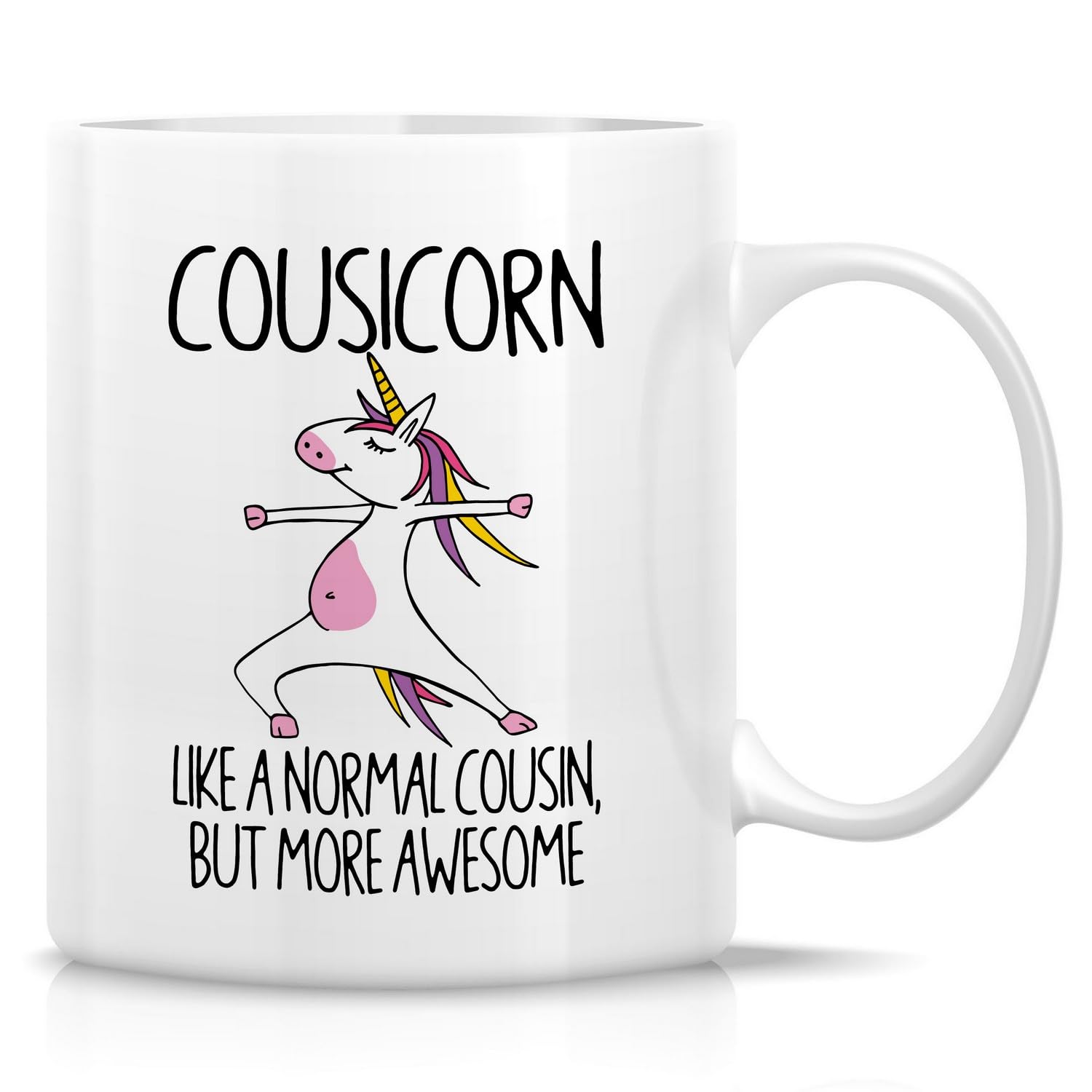 Retreez Funny Cousin Mug Awesome Cousicorn Unicorn 11 Oz Ceramic Coffee Mug - Thank-you Sarcasm Sarcastic Motivational Inspirational Birthday Gift for her him bestie brother sister nephew niece