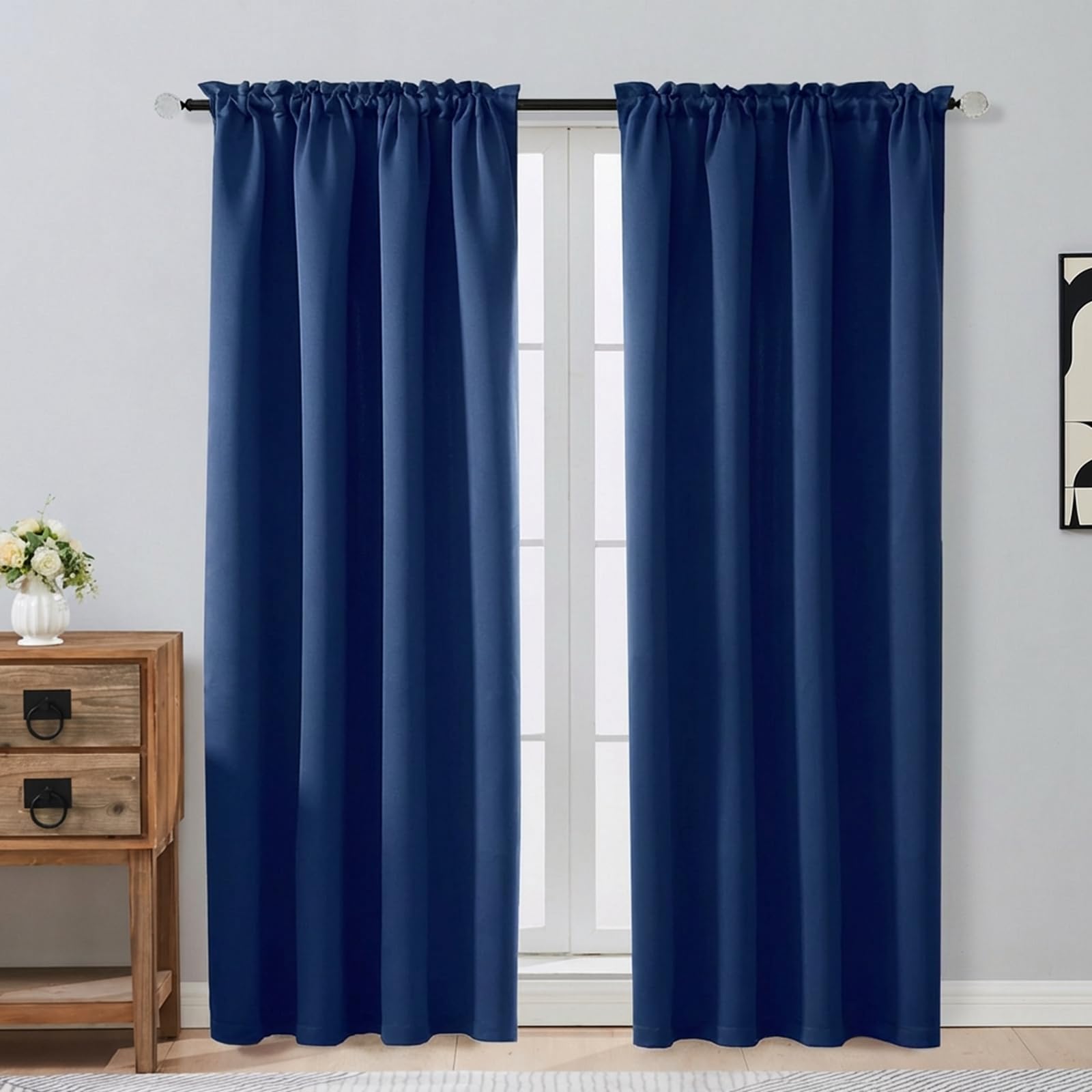 OVZME Royal Blue Blackout Curtains for Bedroom 72 Inch Length 2 Panels Set, Thermal Insulated Curtains for Living Room Nursery, Energy Saving Window Drapes for Patio French Door Front Door, 2x40Wx72L