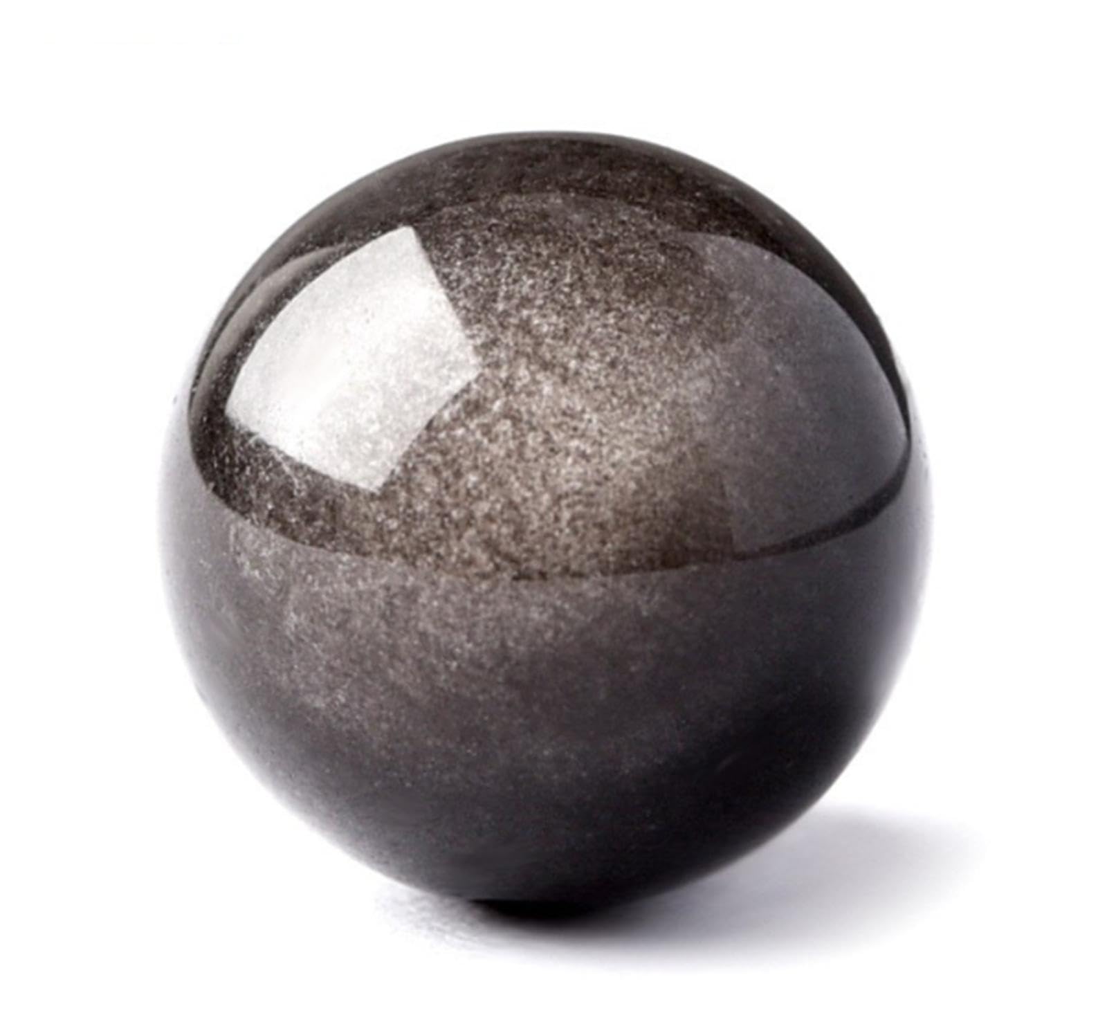 BJXKHFPIV Silver Obsidian Ball Crystal Ball Gemstone Ornament Divination Sphere Sculpture Figurine with Wood Stand for Feng Shui and Home Decor,7cm/2.7in