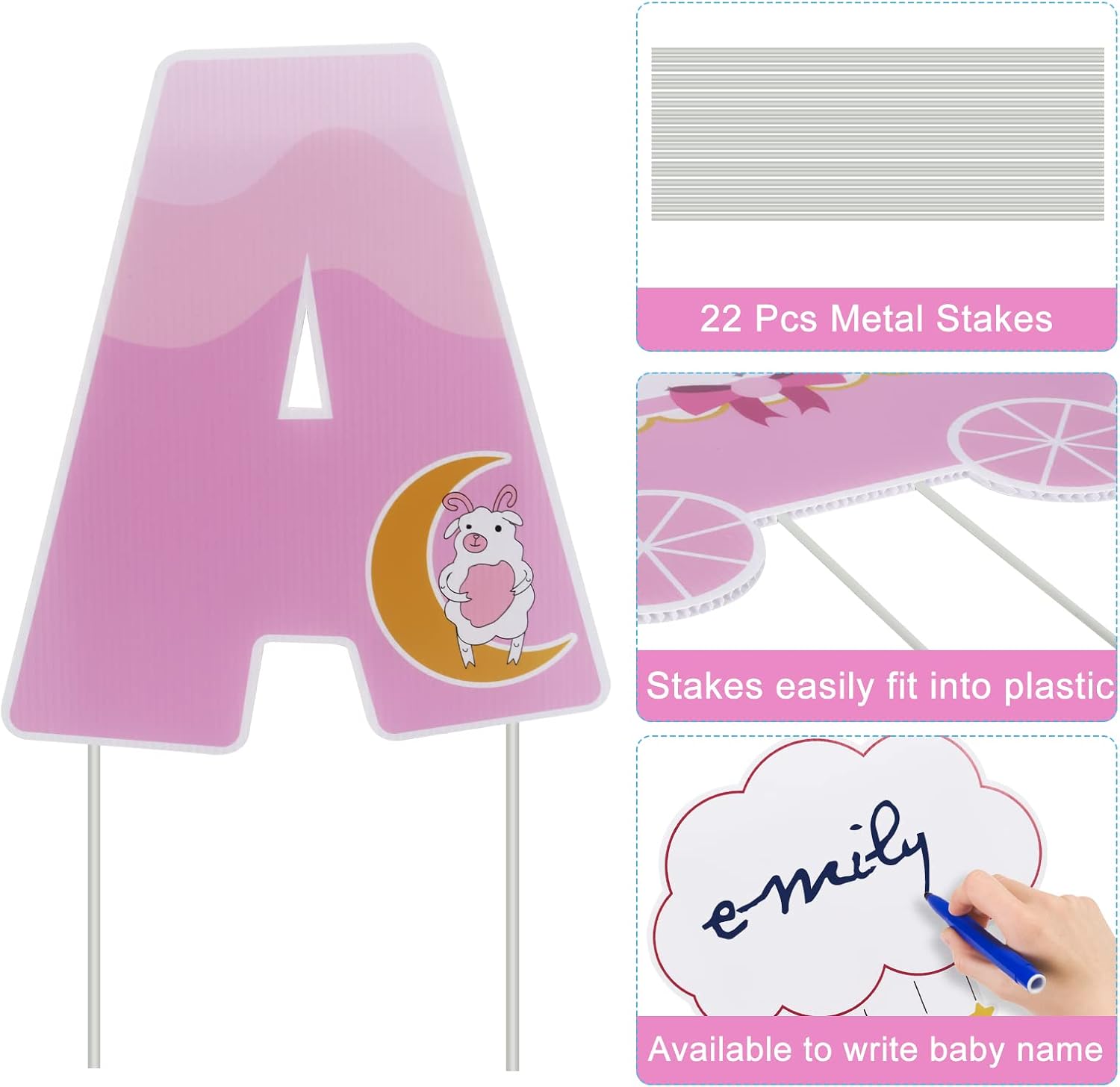 11 Pieces It's A Girl Yard Sign with Stakes,Pink Gender Reveal Baby Shower Signs,Welcome Home Girl Sign for Lawn Decorations,Not Fade,Outdoor Lawn Garden Party Use
