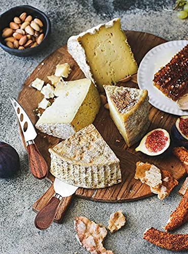 Jlian Mior Exquisite 6-Piece Cheese Knives Set, Stainless Steel Cheese Knife Set Collection (Acacia Wood Handle) #TOP3