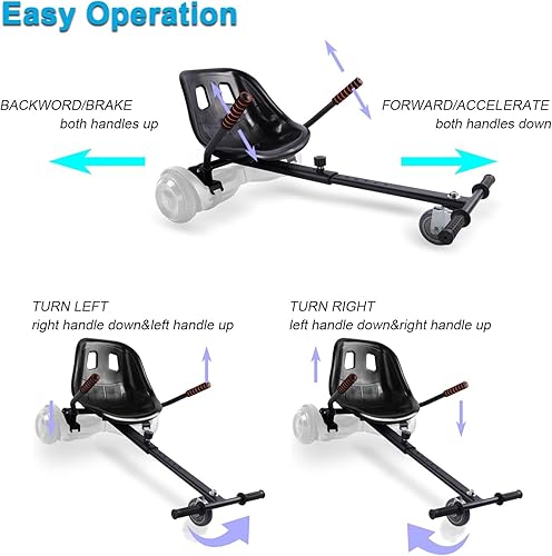 Miniatura 5 de Accesorio de asiento aeropatineta de capacidad de 265 libras, 26 a 34.5 pulgadas, longitud ajustable, accesorio de kart con asiento cómodo y