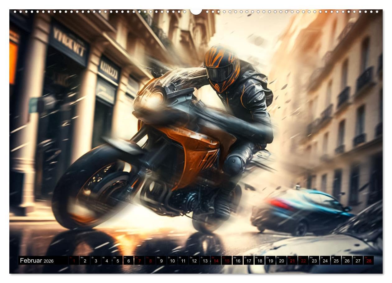 Motorrad Speed (Wandkalender 2026 DIN A2 quer), CALVENDO Monatskalender: Zwölf atemberaubende Motorradbilder im Rausch der Geschwindigkeit (CALVENDO Mobilitaet)