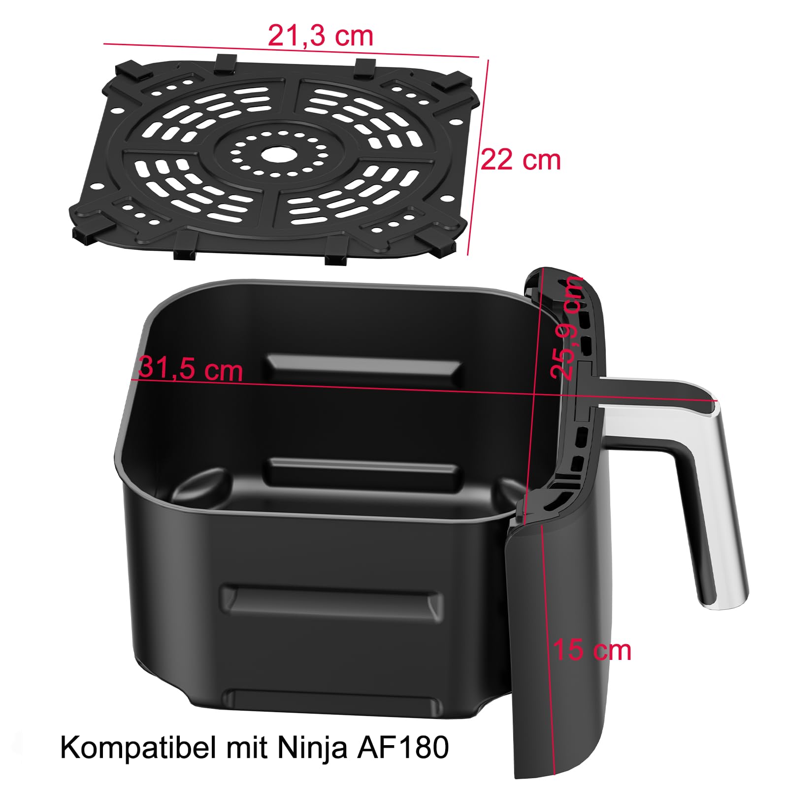 Airfryer-Korb und Crisper Gittereinsatz für Ninja AF180,6,2L Ersatzkorb