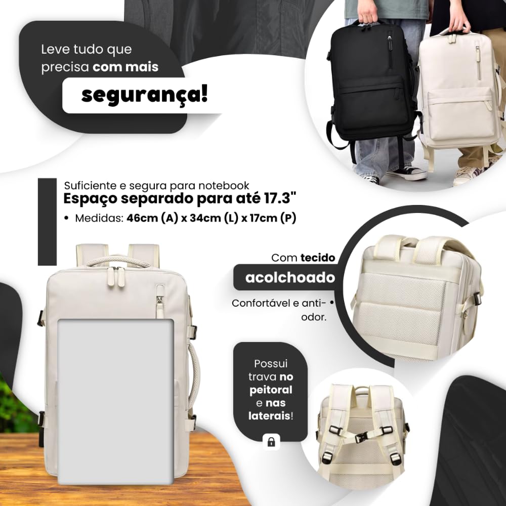 Mochila de Viagem Expansível Múltiplos Compartimentos Mochila Executiva Notebook Avião Maculina Feminina em promoção! Veja a oferta e mais achadinhos de Bolsas 5 Hoje é o melhor dia para comprar Mochila de Viagem Expansível Múltiplos Compartimentos Mochila Executiva Notebook Avião Maculina Feminina com aquele preço maroto! Promoção! Aproveite a oferta! 5