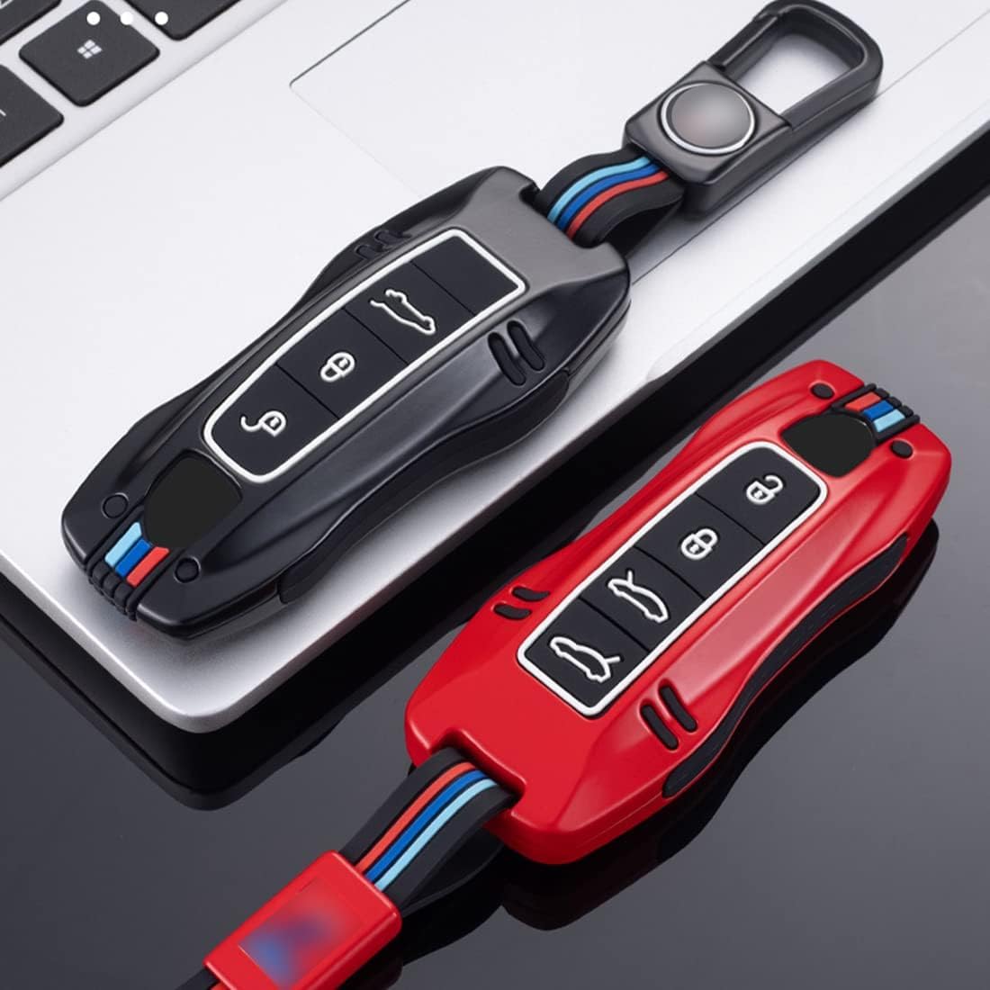 Zinc Alloy Smart Remote Car Key Fob Case Cover Protector Compatible for Porsche Panamera Cayenne Macan 911 Taycan 918