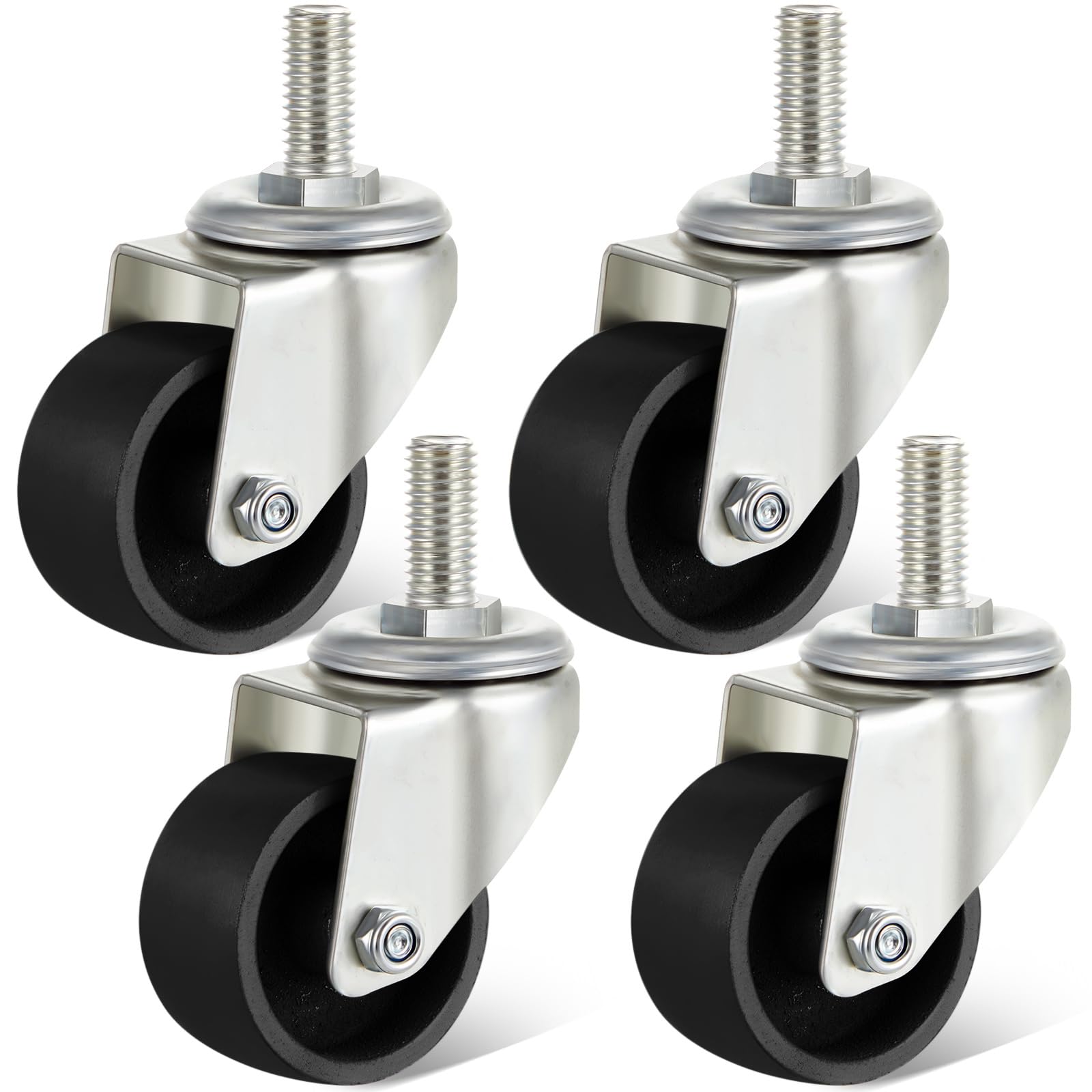 Landhoow 4 Pcs Floor Jack Casters for 3 Ton Floor Jack, Cast Iron Racing Jacks Caster Wheel with 10 mm Stem, Floors Jacks Replacement Parts, Up to 3 Tons for 1 Pair