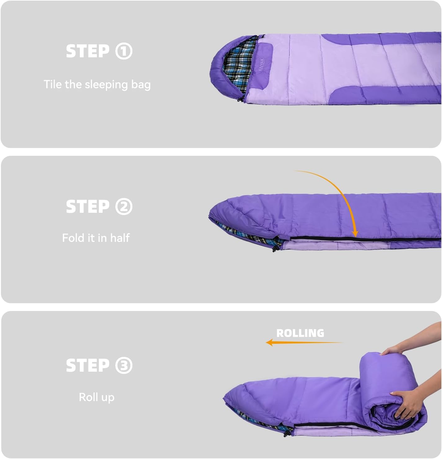 Cotton Flannel Lined Sleeping Bag for Adults Teens Kids, Cold Weather &Warm, 3 Seasons, Lightweight Compact Camping Essentials Equipment, Hiking, Outdoor, Travel - Image 5