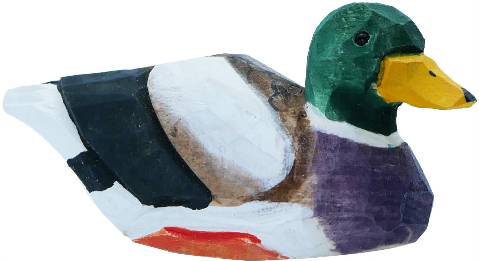 Wood Mallard Duck Figurine 3.8" L Hand-Carved Mini Duck Decoy Hunting Lodge Decor Realistic Duck Cake Topper Rustic Home Accent Gifts