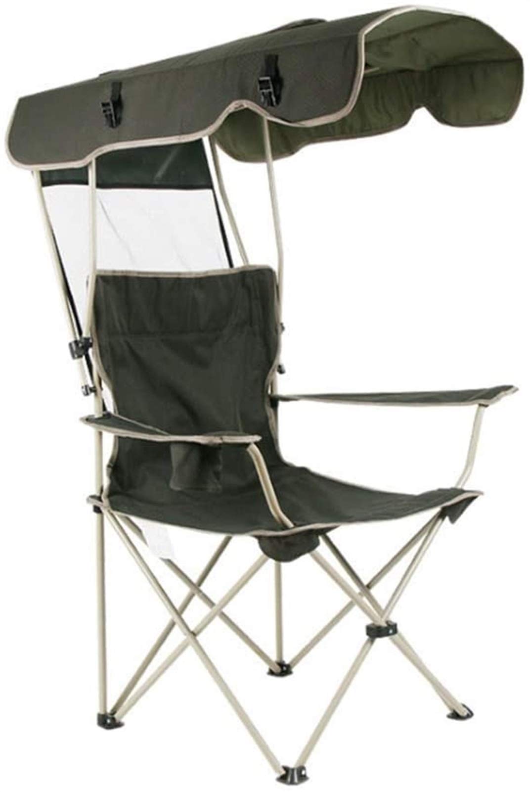 ATAAY Sillas de Camping con protección Solar para Exteriores, Silla de salón de Playa de Pesca portátil Multifuncional con sombrilla, Silla Plegable de Aluminio cómoda