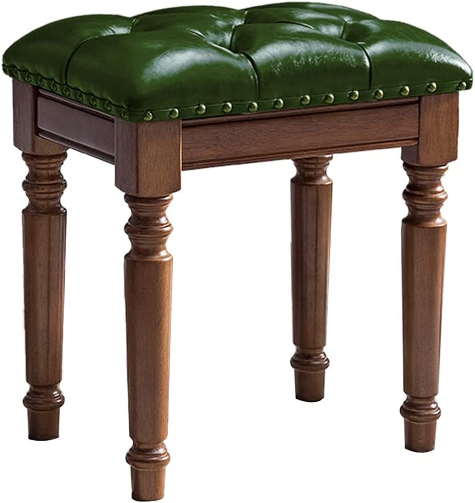 GRDDBZA Vanity Bench with Padded Cushion, Vanity Chair Wooden Dressing Stool Bedroom Dressing Stool Piano Stool Reception Room Stool Small Dining Stool Oak Stool Legs(Green)