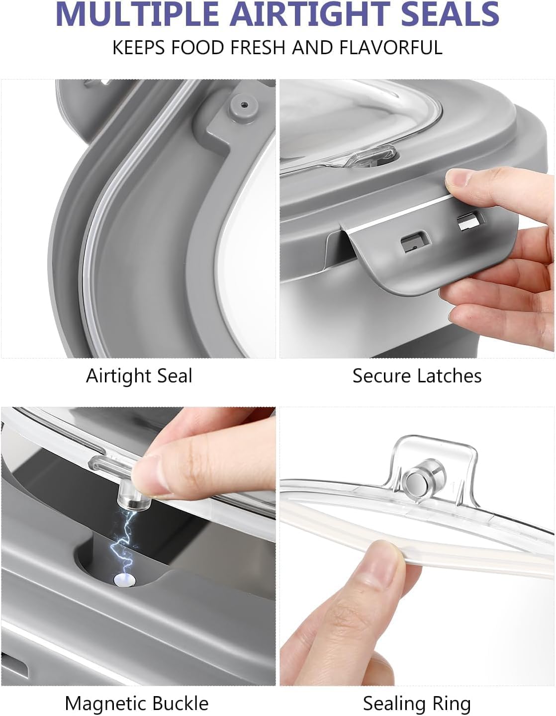 ANVS 20Lbs Dog Food Storage Container Collapsible Dog Food Container with Airtight Lids,Wheels, Scoop and 2.5L Small Pet Food Storage Container Dry Food For Dog, Cat and Other Pet Food (Gray-2)