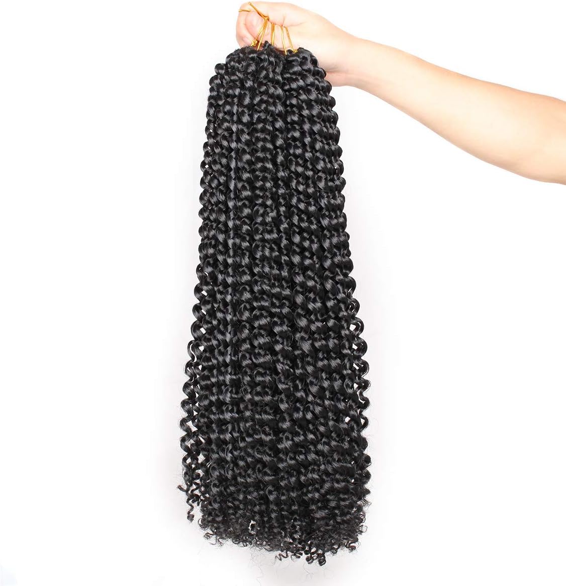Xtrend 24 Inch Black Passion Twist Hair, 7 Packs, 18 Strands/Pack Water Wave Bohemian Crochet Braids for Butterfly Locs - Image 4