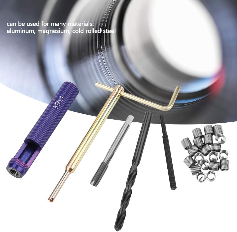 M7x1.0 Helical Threaded Insert Kit, 304 Stainless Steel, Thread Repair Tool And 20Pcs Screw Sleeve, for Automotive Repair