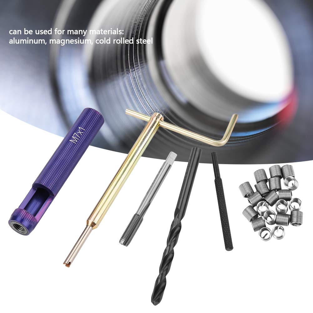 Threaded Inserts Repair Kit, M7*1.0 Screw Stainless Steel Helicoils Type Wire Insert Installation Tool Set