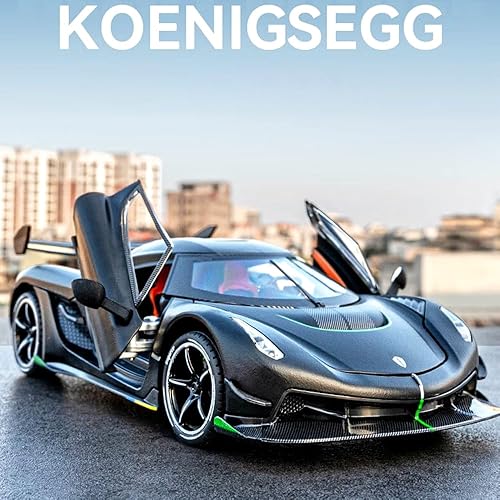 Miniatura 6 de EROCK 124 Koenigsegg - Juguetes de aleación para automóvil, diseño de puerta abierta, con sonido y luz para niños, juguetes de juguete para niños,