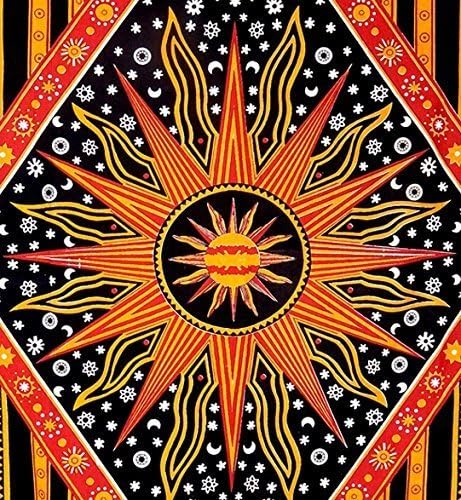 Miniatura 5 de Tapiz popular para colgar en la pared, diseño Burning Sun, Celestial Sun Moon, Hippie Hipp, Sun Moon, Psychedelic, Bohemian, toalla de playa y