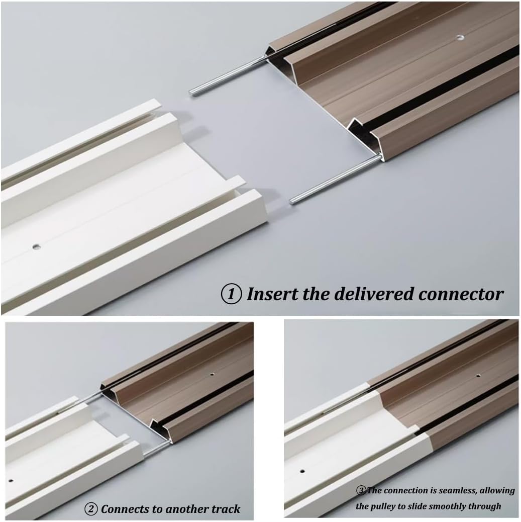 Double Ceiling Mount Curtain Track Set, Aluminum 8.5FT Rail for Bedroom/Window/Hotel, Silent Glide System, White Finish - Perfect for Drop Ceilings