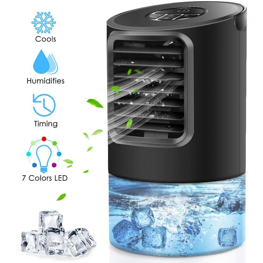 Condizionatore Portatile,Mini Raffrescatore Evaporativo Umidificatore,Basso Rumore Raffreddatore d'Aria Climatizzatore Personal Air Cooler con 3 velocità per Casa Ufficio Viaggio