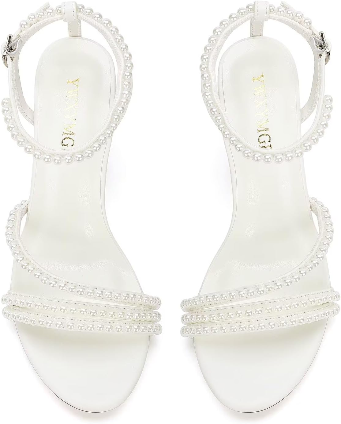 Block Heel Wedding Shoes for Bride Pearl Heels Open Toe Bridal Shoes Chunky Heel Wedding Sandals - Image 2