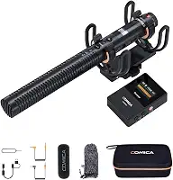 Microfone Sem Fio COMICA VM30 para Câmera - Supercardioide 3.5mm/USB-C Saída Analógica/Digital para DSLR, Filmadora, PC e Smartphones Android - Ideal para YouTube, Podcast, Entrevista