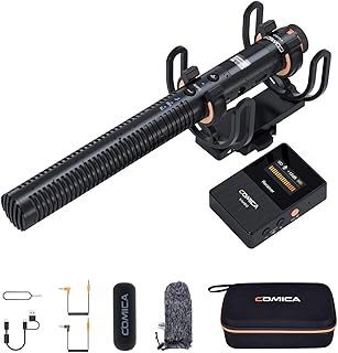 Microfone Sem Fio COMICA VM30 para Câmera - Supercardioide 3.5mm/USB-C Saída Analógica/Digital para DSLR, Filmadora, PC e Smartphones Android - Ideal para YouTube, Podcast, Entrevista - Produto 4 mais recomendado com 4.5 estrelas