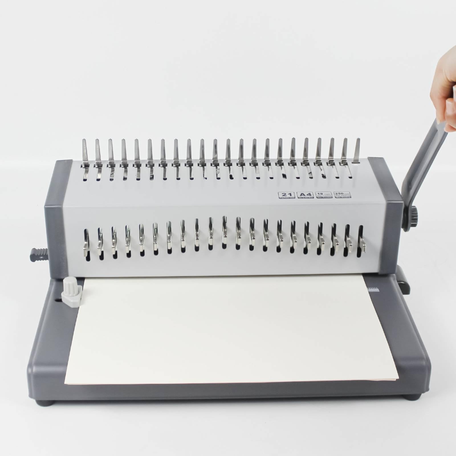 Manuelle Kammbindemaschine mit Lochfunktion verstellbar 21-Loch-Kammbindemaschine zu bedienen Stanz- und Bindemaschine für Heimorganisation