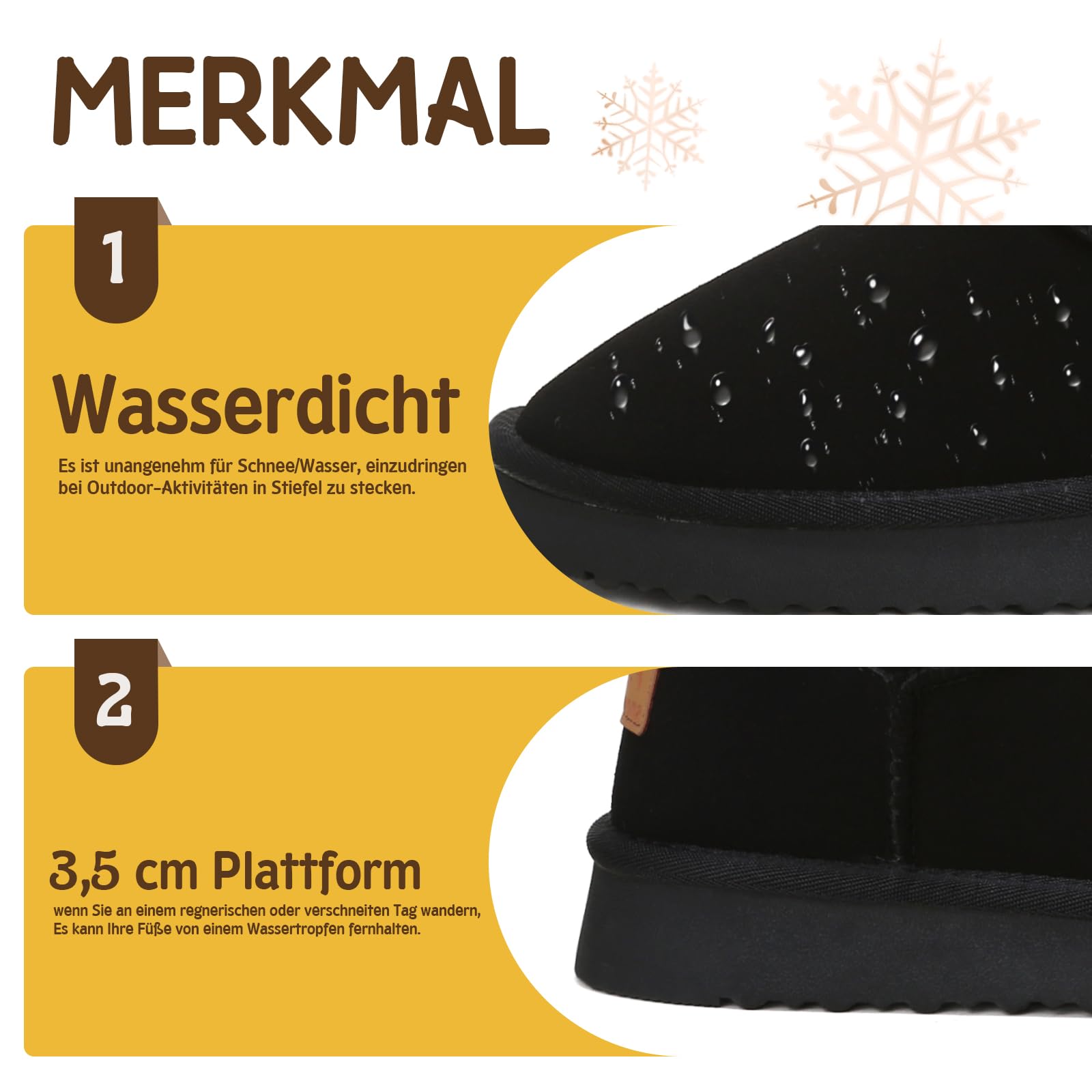 Jifenkla Stivali da Neve Donna Boots, Calde Foderata Scarpe da Invernali, Antiscivolo Stivali da Invernali, Comode Impermeabili Alti Scarpe da Neve