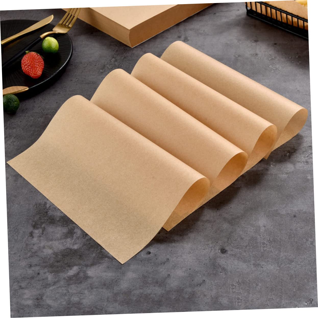 Papier Sulfurisé Kraft 500 Feuilles, Anti-graisse, Couleur Kaki