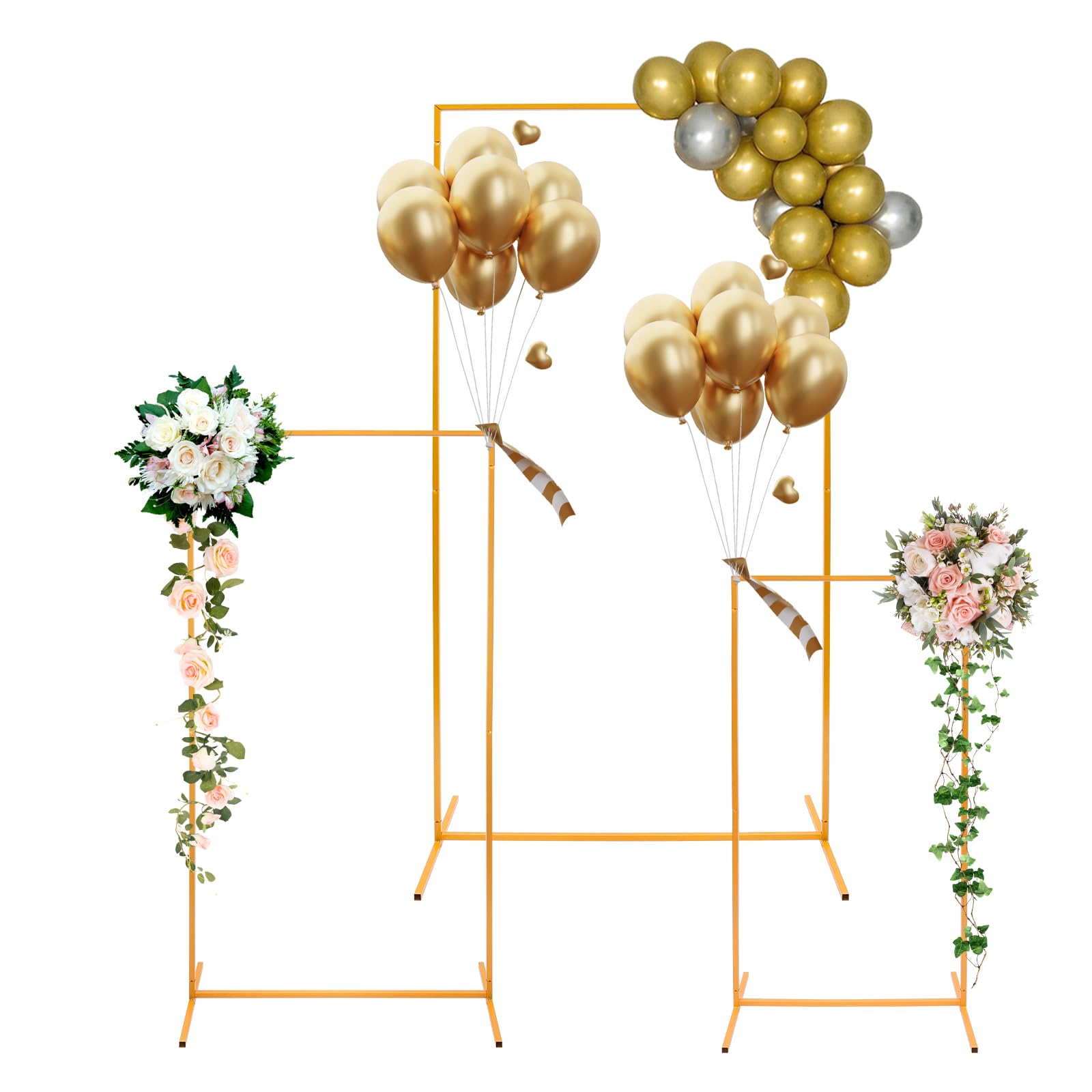 Lot de 3 cadres d'arche de mariage - Pour anniversaire, fête, mariage, cérémonie (doré)