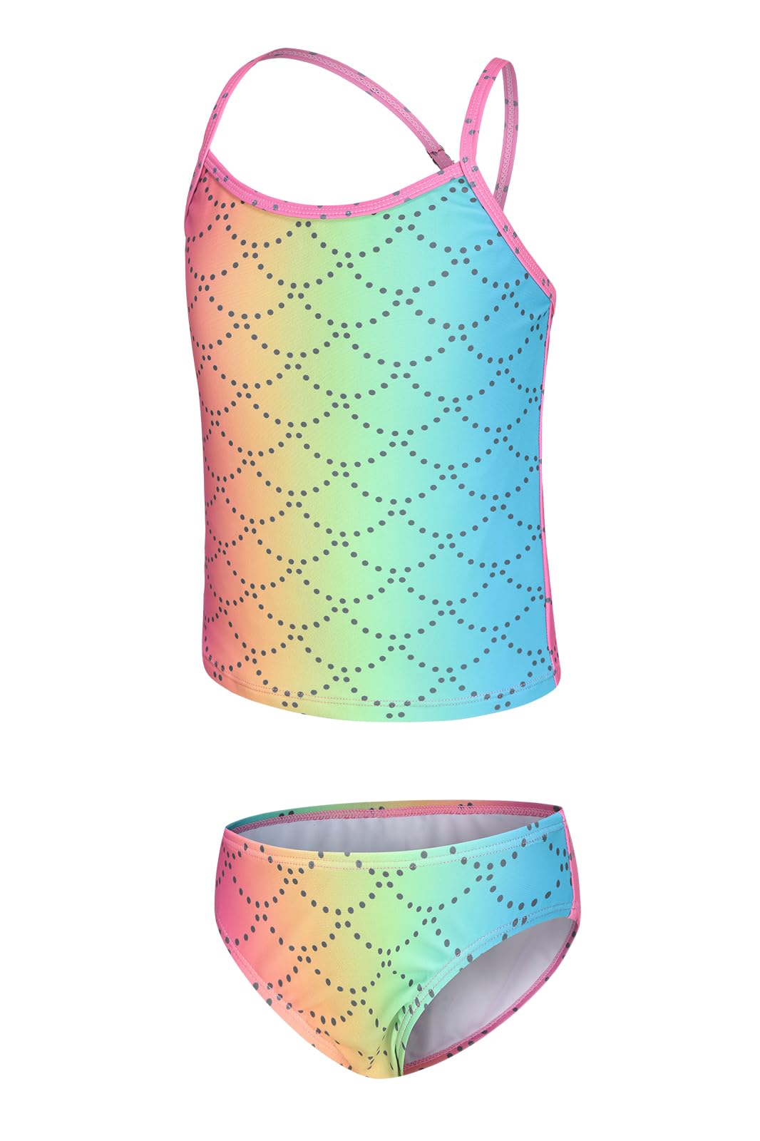 Girls Two Piece Tankini Swimsuits Rainbow Striped Bathing Suit Swim Suit