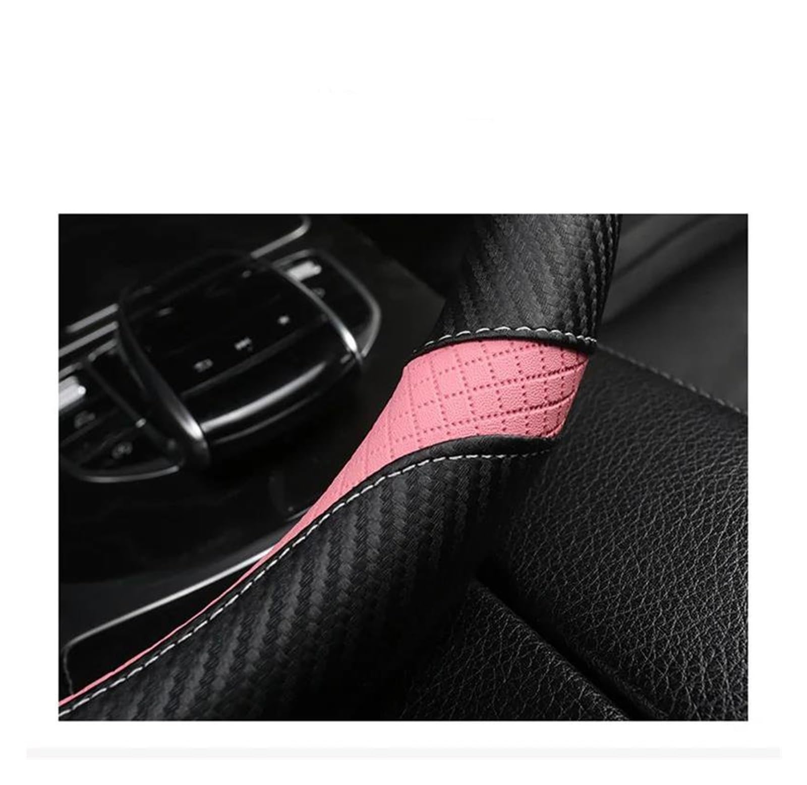 Volantes Fibra Carbono + Protector Cuero para Volante Coche Antideslizante 38cm para Seat para MII para Leon para Arosa para Exeo ST para FR Funda Volante(Red D)