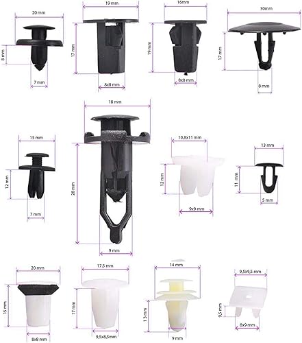 Miniatura 3 de MOTOALL 166 piezas de nailon para parachoques delantero y trasero, panel de moldura de puerta, protector de capó, remache retenedor de empuje para