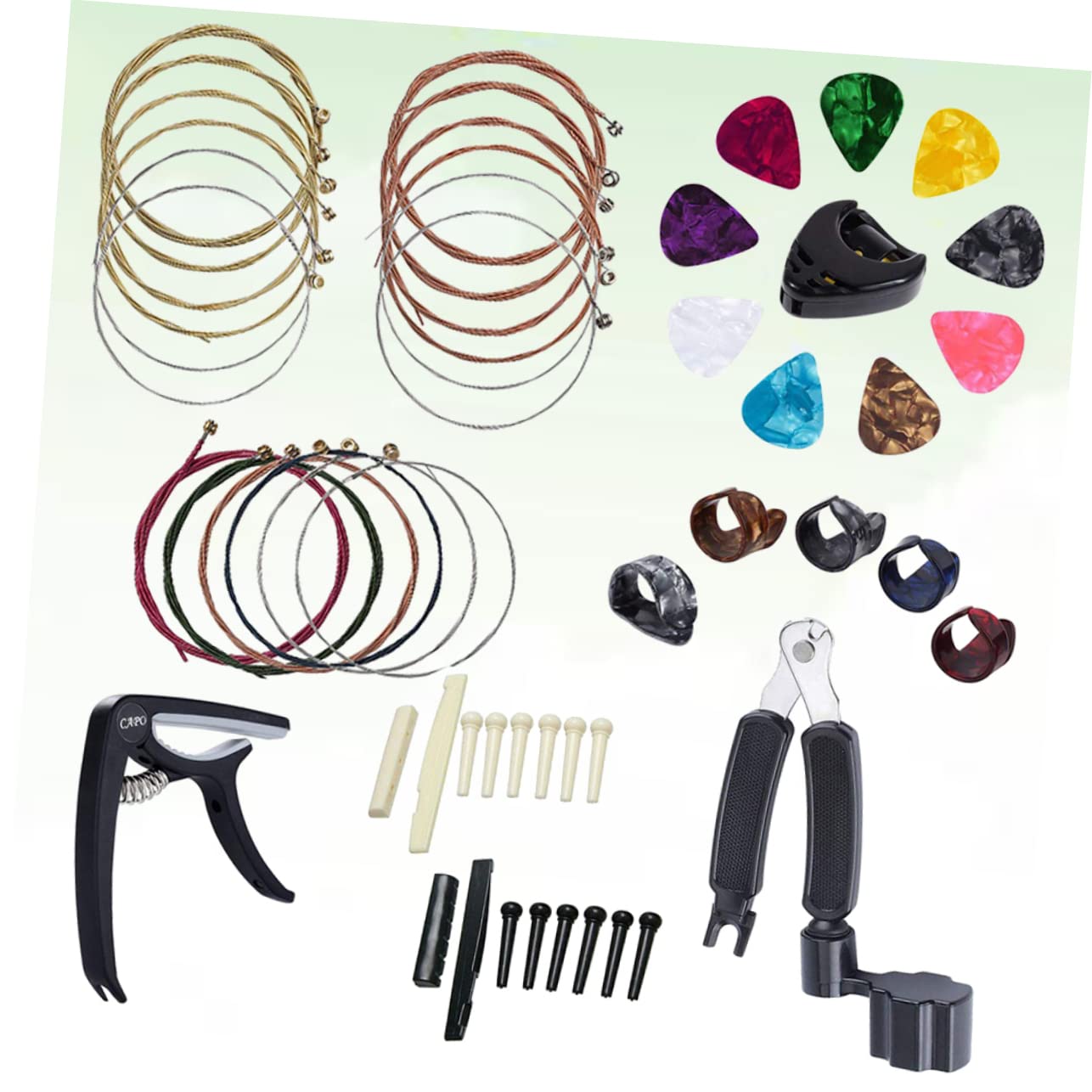 BESTonZON 3piezas Kit De Accesorios Para Guitarra Juego De Puente Cejuela Selleta Enrollador De Cuerdas y Púas Para Reemplazo y Mantenimiento De Cuerdas De Guitarra