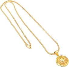 Handicraft Kottage 1gm 22Ct Gold Plated chain with Pandent |latest & Stylish High Gold Plated Celebrity Inspired Gold Chain/Necklace/Jewellery Set/Fashion jewellery for Mens,Womens Girls